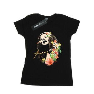 Janis Joplin Womens/Ladies Floral Pattern Cotton T-Shirt / Black
